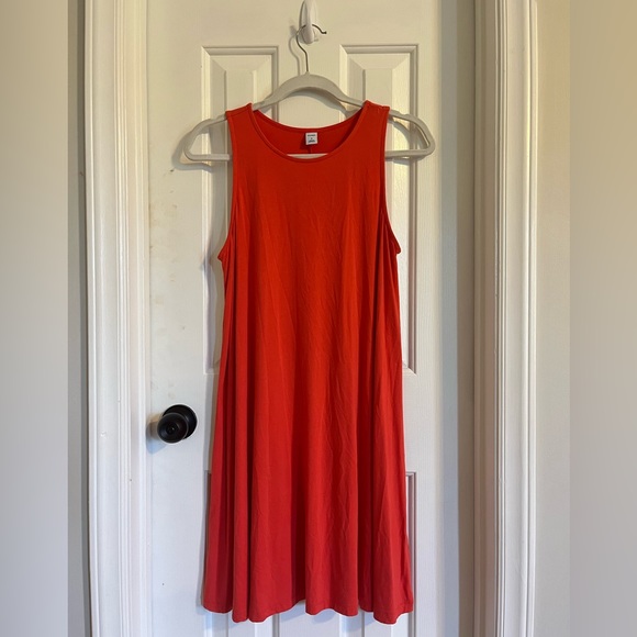 Old Navy sleeveless salmon/red-pink mini shift dress size M - Picture 4 of 6